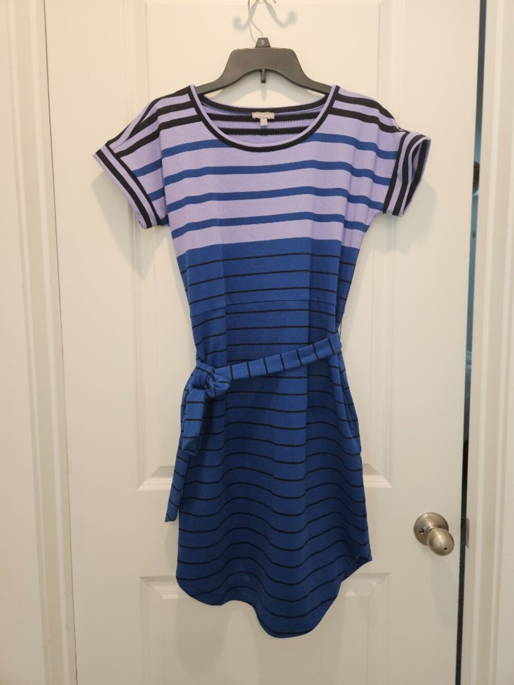Talbots Striped Colorblock Tie-Waist Dress